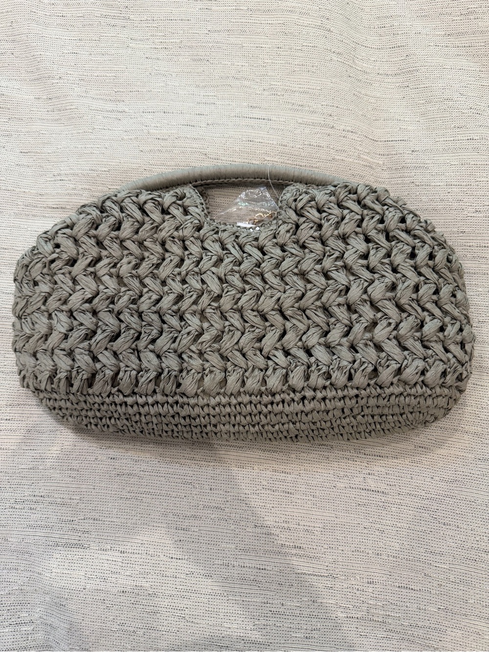 Anthropologie Braided Knit Crossbody Clutch in Light Gray/Green